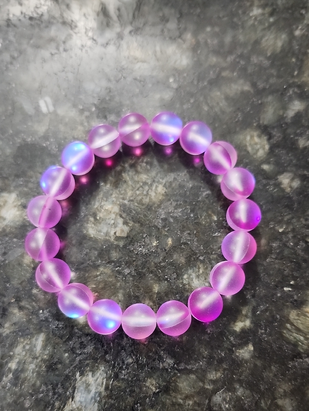 Handmade Iridescent Purple Beaded Bracelet